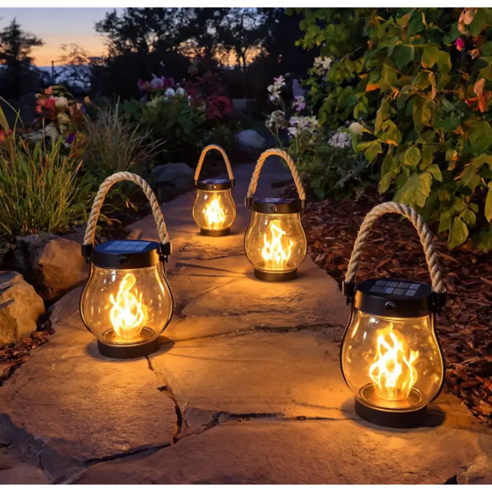 Halloween Solar Outdoor Lantern with Flickering Flame Effect for Yard Decoration