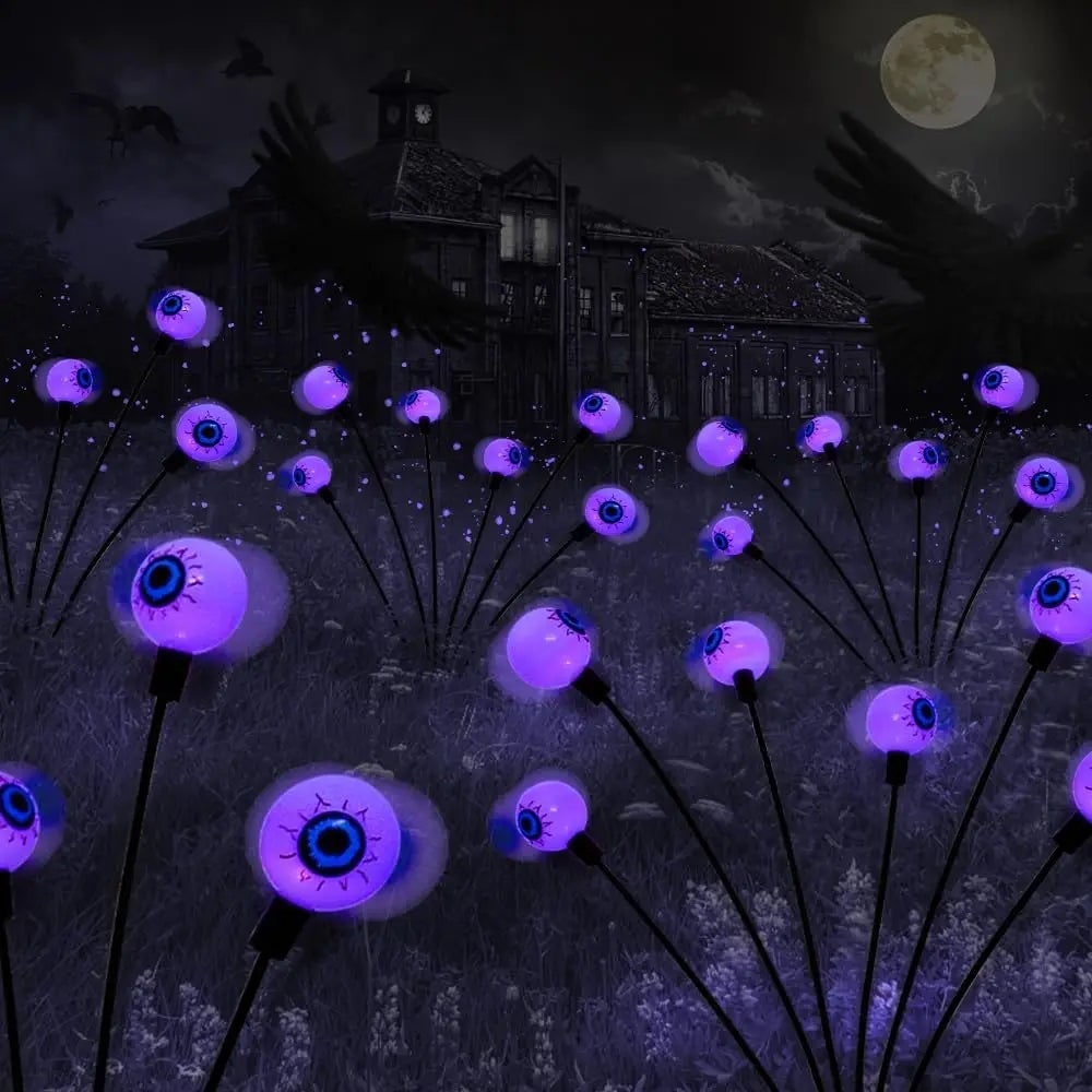 Halloween Solar Pathway and Garden Lights with LED Eyeball Stakes for Outdoor Yard Decoration
