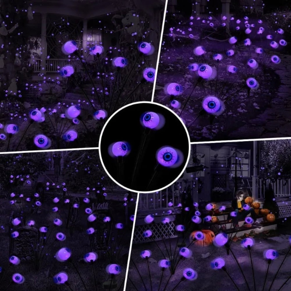 Halloween Solar Pathway and Garden Lights with LED Eyeball Stakes for Outdoor Yard Decoration
