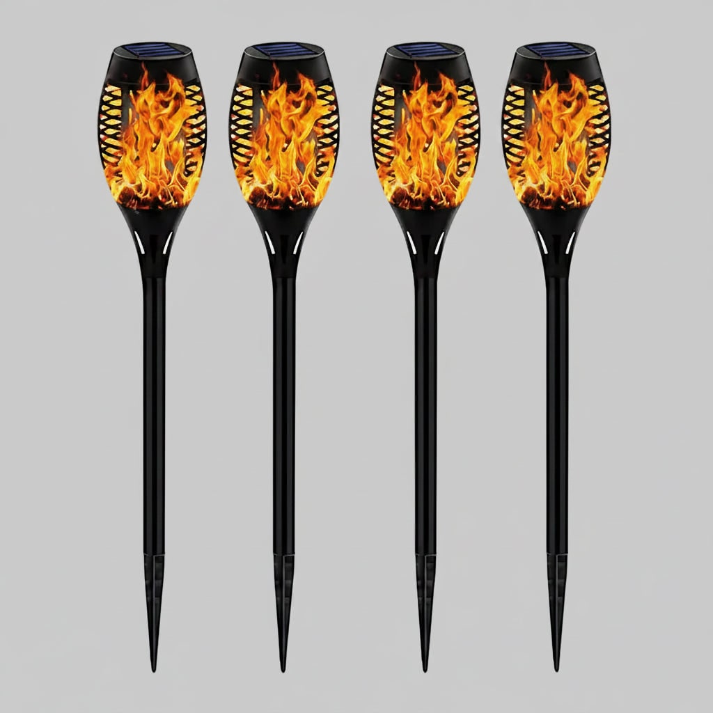 Halloween Solar Powered Outdoor Torch Lights with Flickering Flame Effect for Yard Decoration