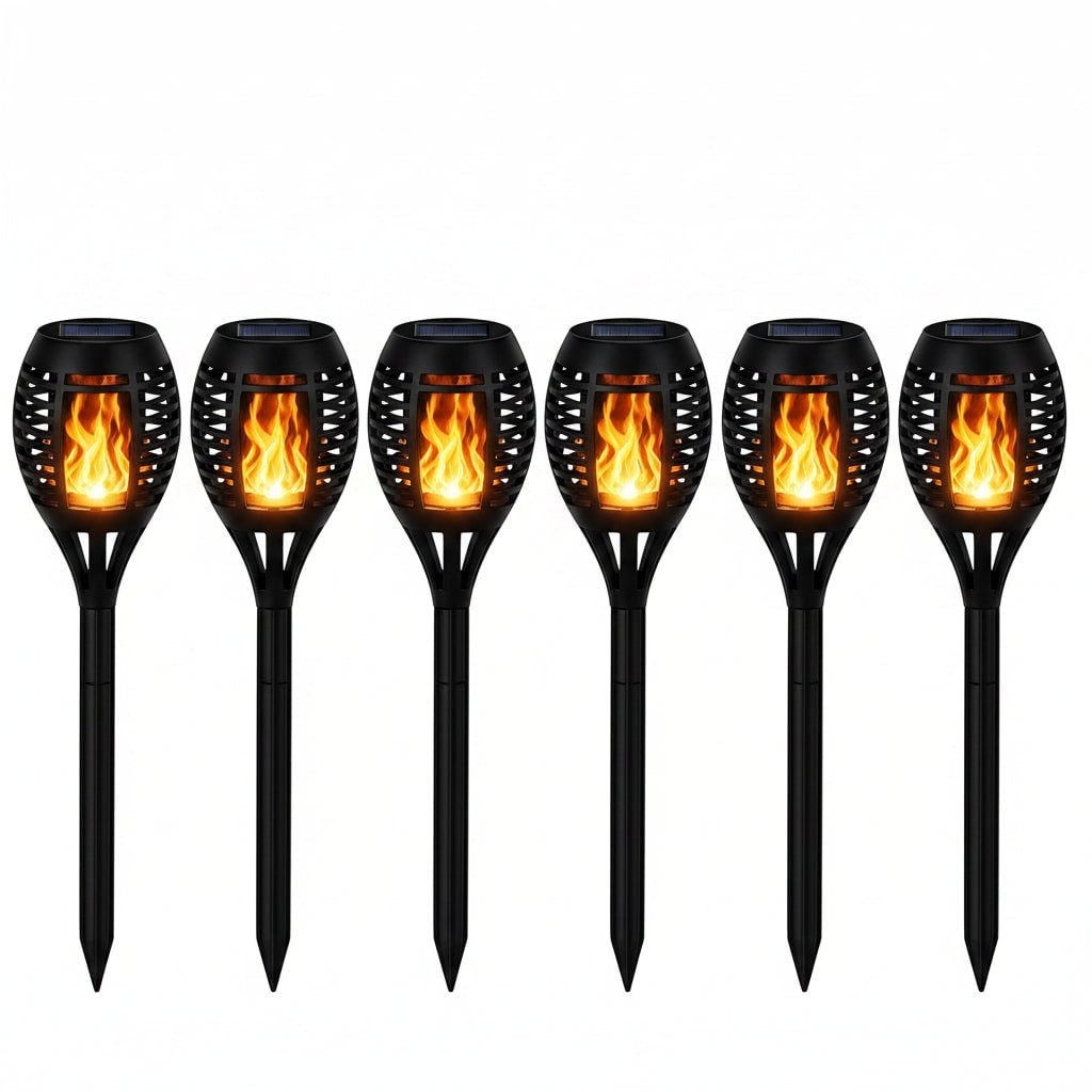 Halloween Solar Torch Lights with Flickering Flame Effect for Outdoor Yard and Pathway Decoration
