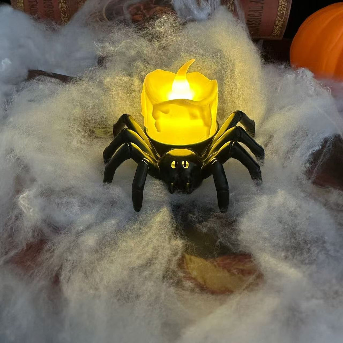 Halloween Spider Tea Lights with LED Candles Battery Operated Flameless Holder Decoration