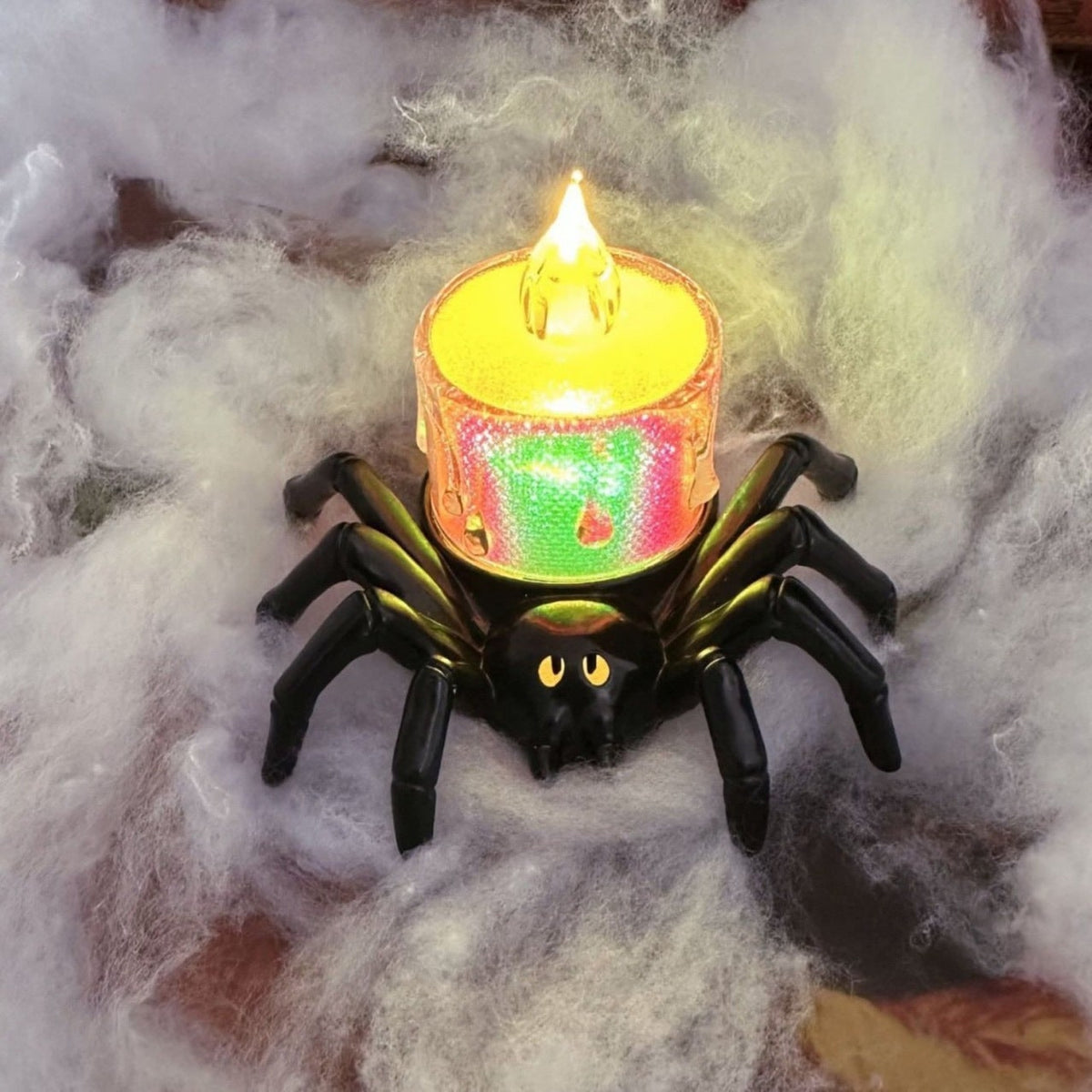 Halloween Spider Tea Lights with LED Candles Battery Operated Flameless Holder Decoration