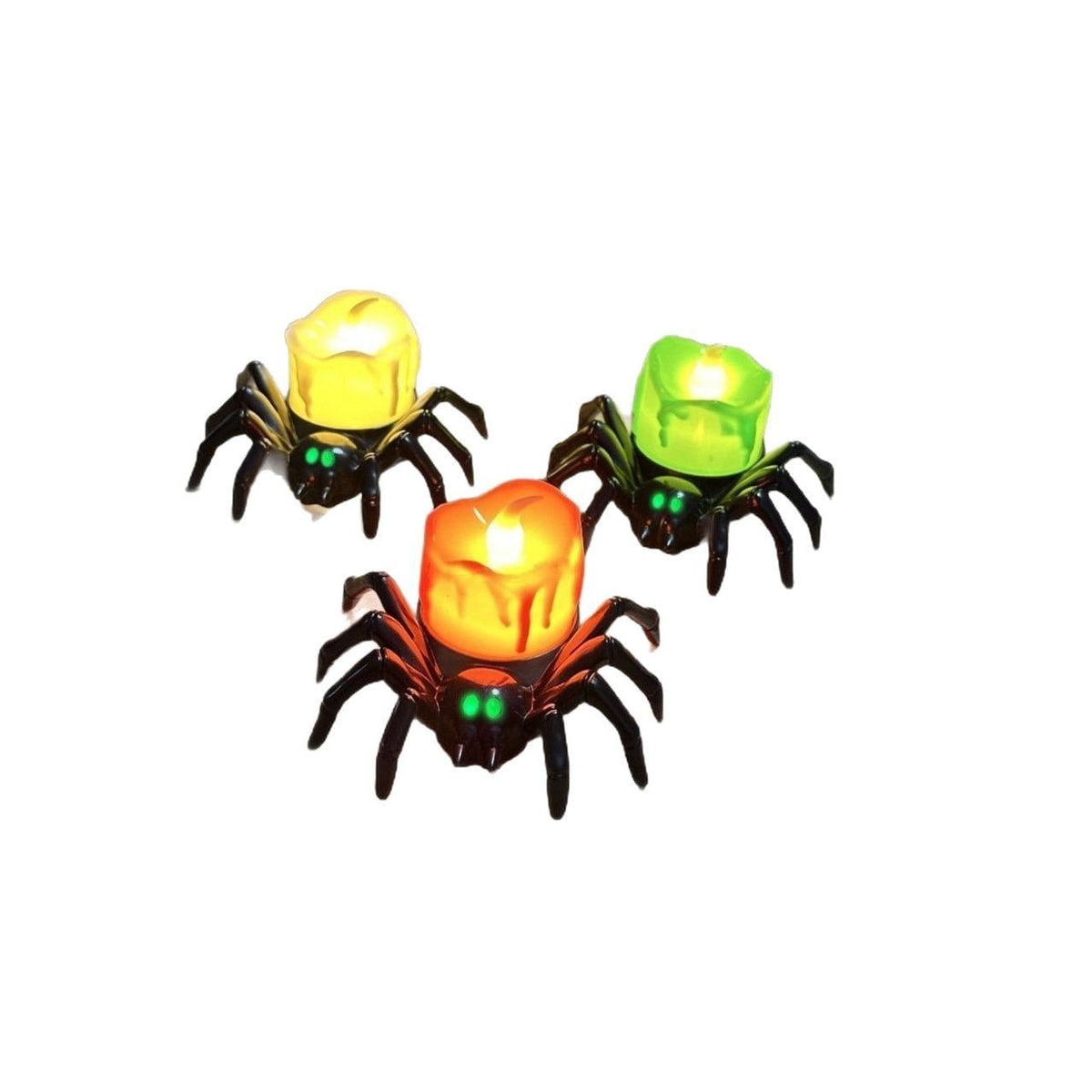 Halloween Spider Tea Lights with LED Candles Battery Operated Flameless Holder Decoration