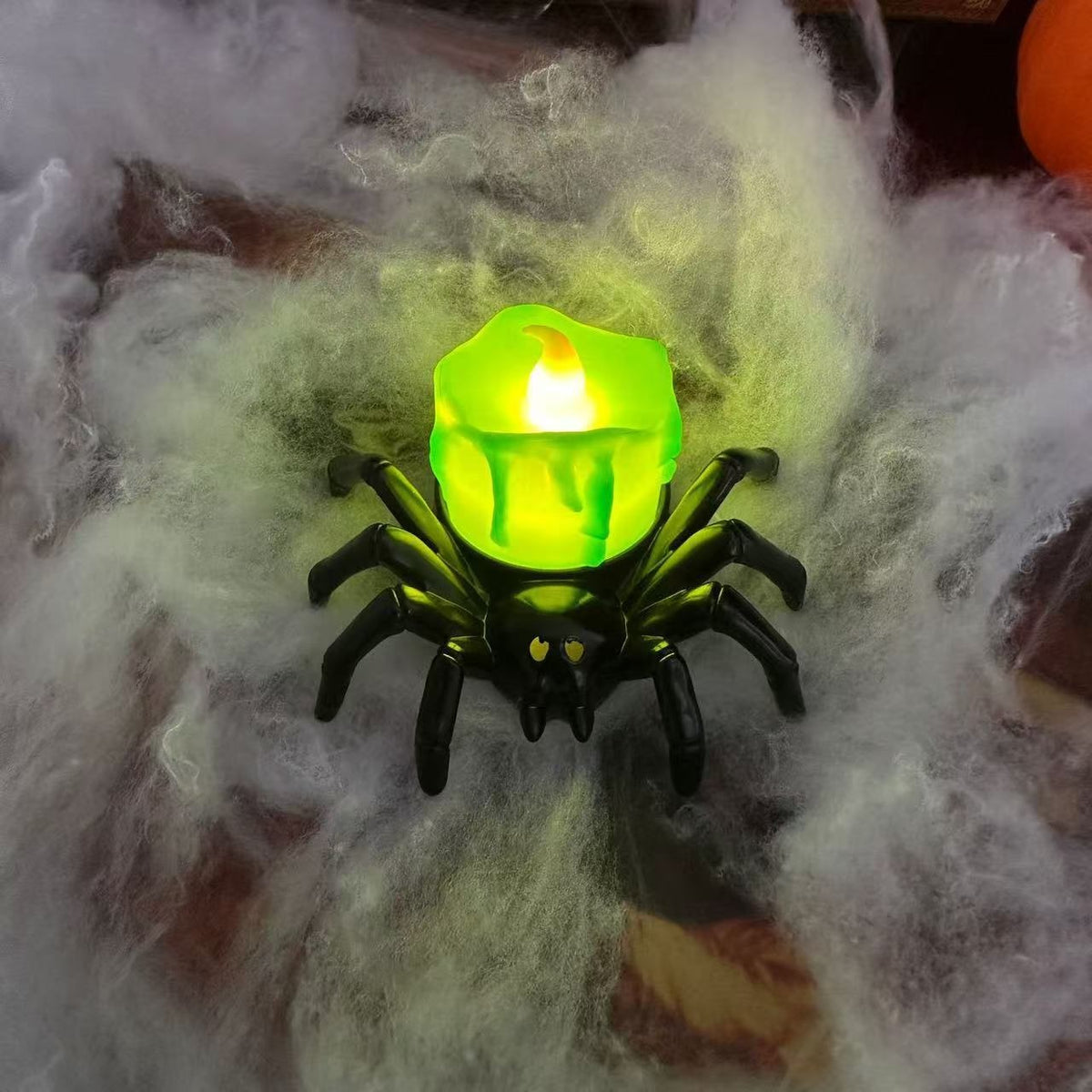 Halloween Spider Tea Lights with LED Candles Battery Operated Flameless Holder Decoration