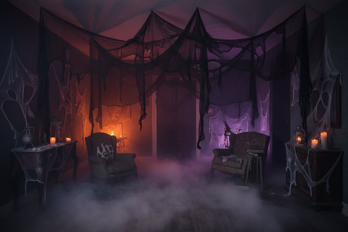 Halloween Spooky Black Gauze Netting Decoration for Haunted House Party Decor Creepy Cloth