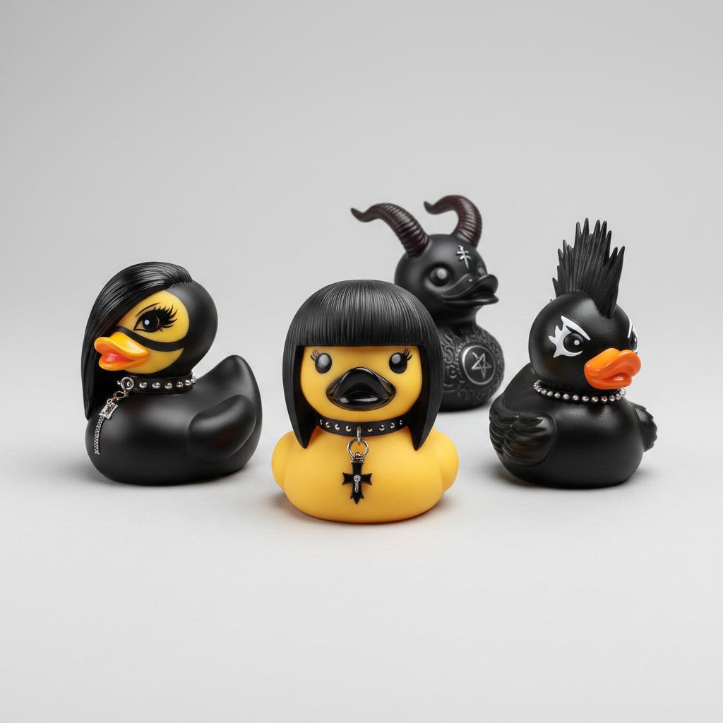 Halloween Spooky Rubber Duck Squishy Bath Gothic Decoration Devil and Spiked Collar