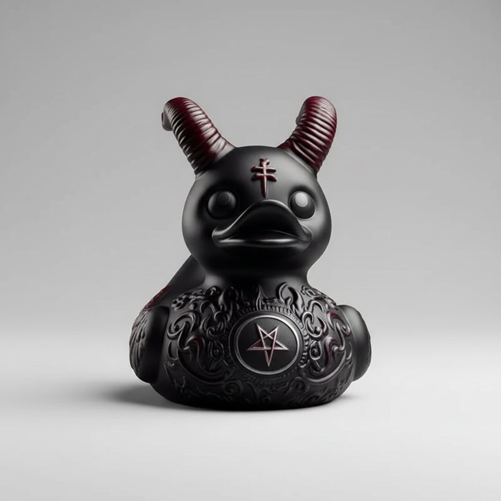 Halloween Spooky Rubber Duck Squishy Bath Gothic Decoration Devil and Spiked Collar