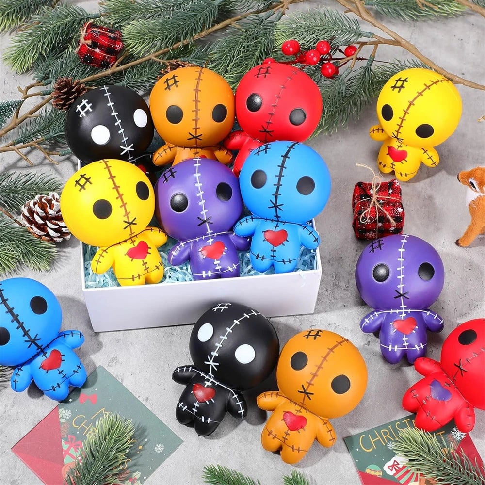 Halloween Squishy Toy Slow Rising Voodoo Doll with Stitched Details for Stress Relief Party Favors
