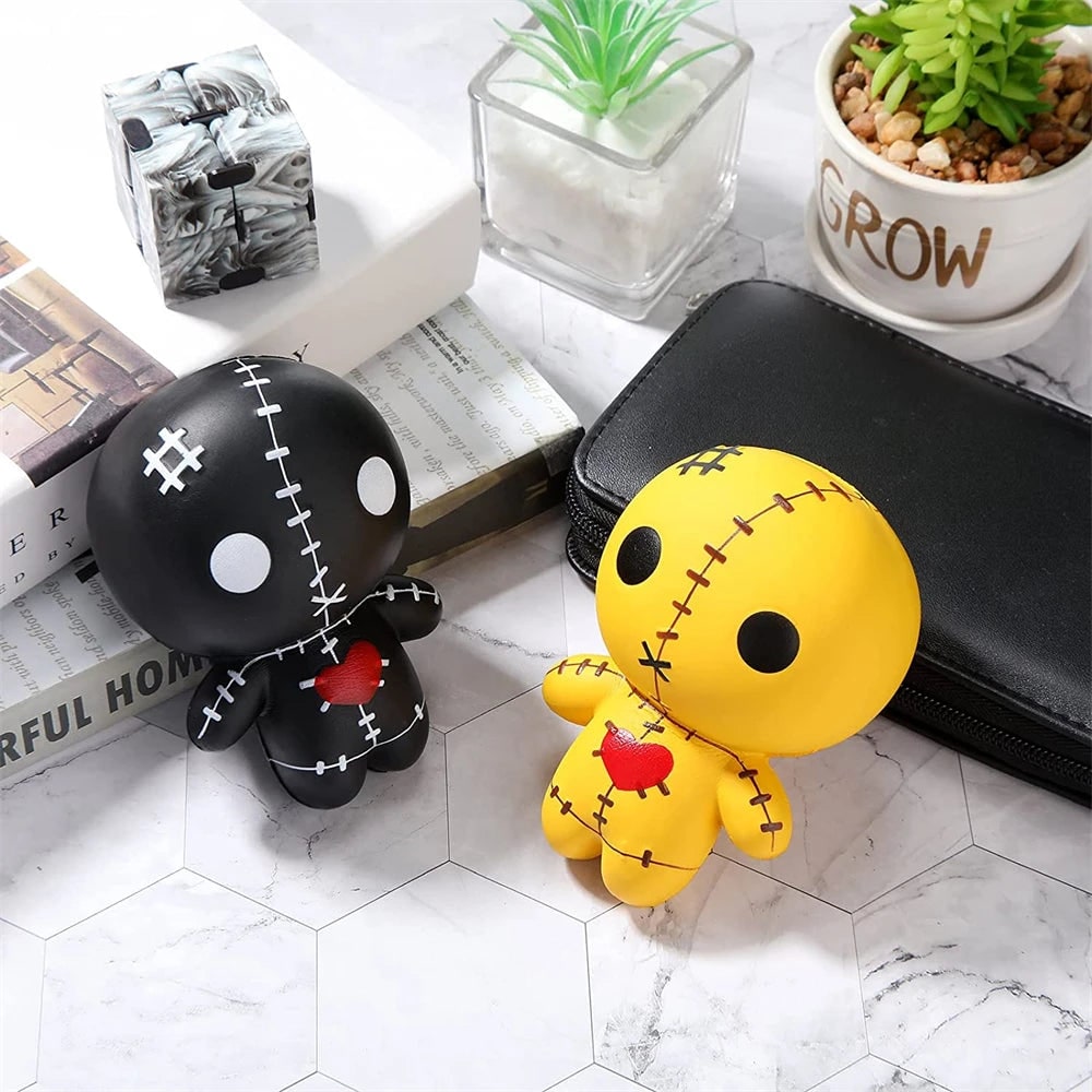 Halloween Squishy Toy Slow Rising Voodoo Doll with Stitched Details for Stress Relief Party Favors
