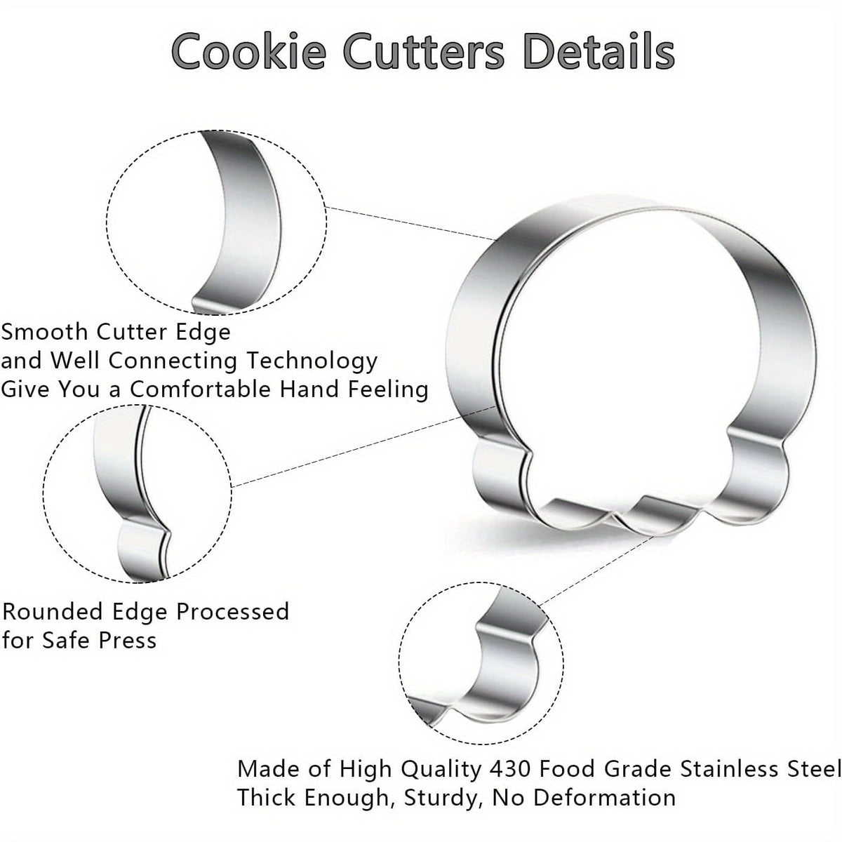 Halloween Stainless Steel Cookie Cutters Set with 7 Shapes Including Bat Ghost Pumpkin and Skull