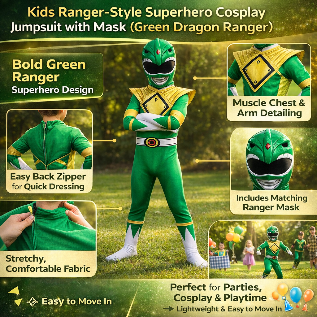 Halloween Superhero Park Ranger Costume Jumpsuit with Mask