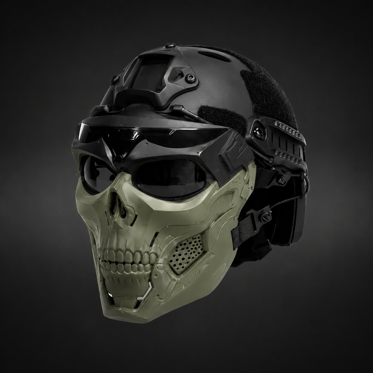 Halloween Tactical Skull Mask and Face with Protective Goggles for Cosplay Airsoft Paintball Party