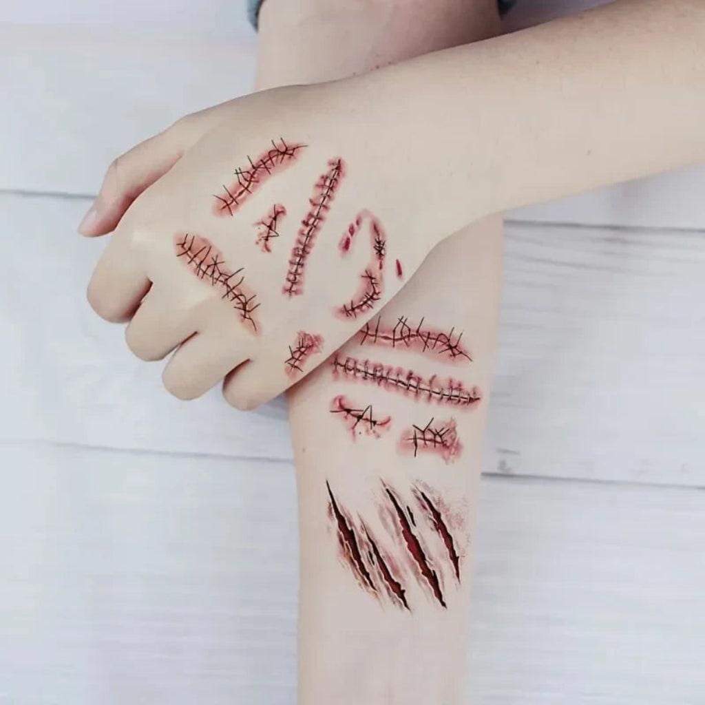 Halloween Temporary Tattoos with Realistic Wound Effects Waterproof Custom Design Sheet