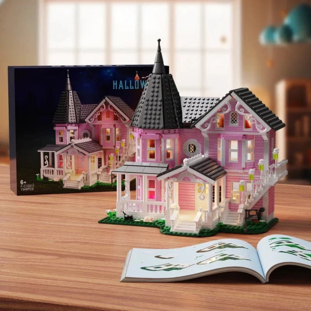 Halloween Tiny House Living Building Block Set with LED Lights for Children's Creative Play