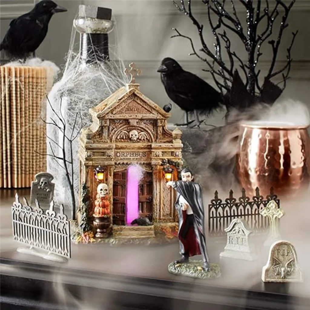 Halloween Tombstone Decorations and Miniature Figurines for Tabletop Party Decor