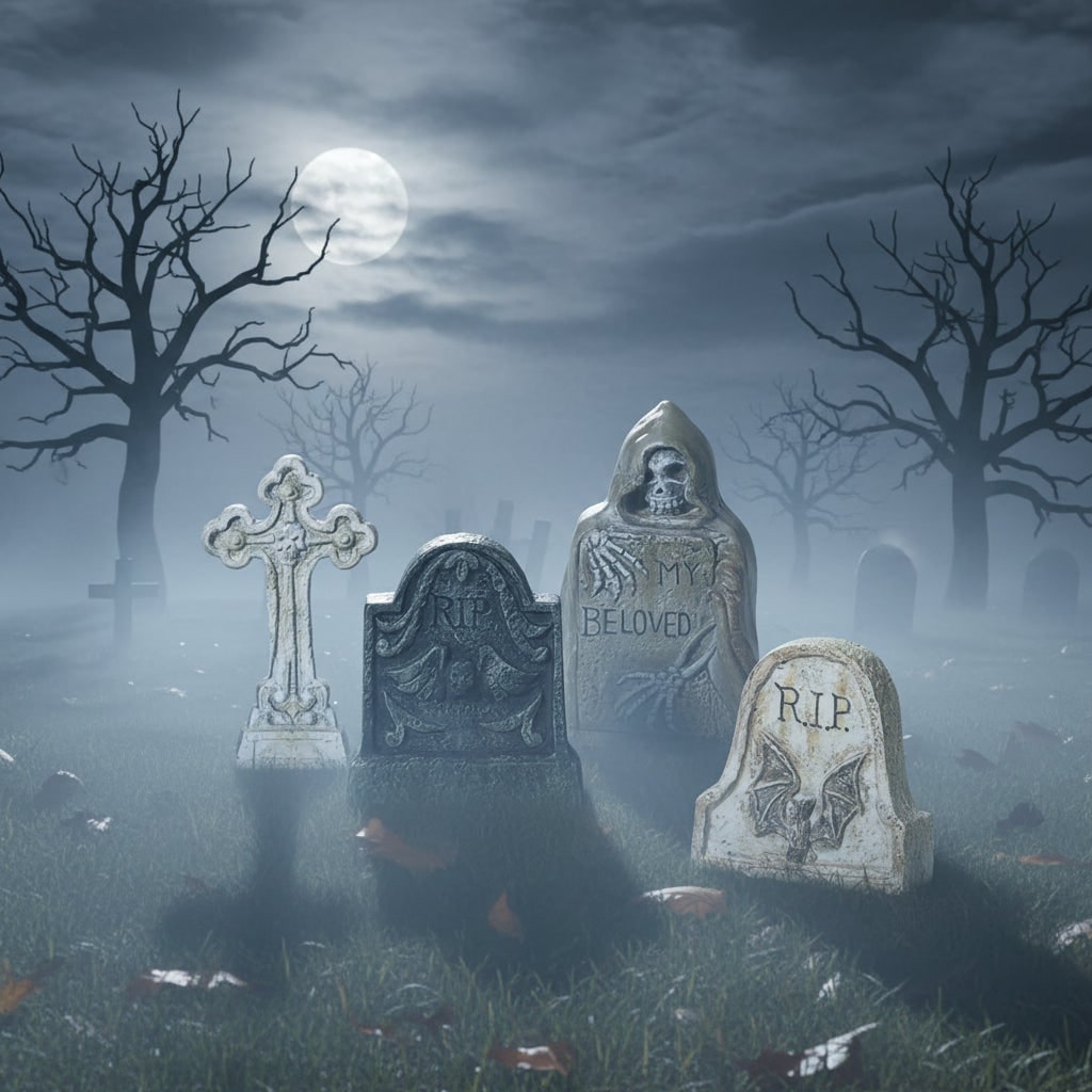 Halloween Tombstone Decorations and Miniature Figurines for Tabletop Party Decor