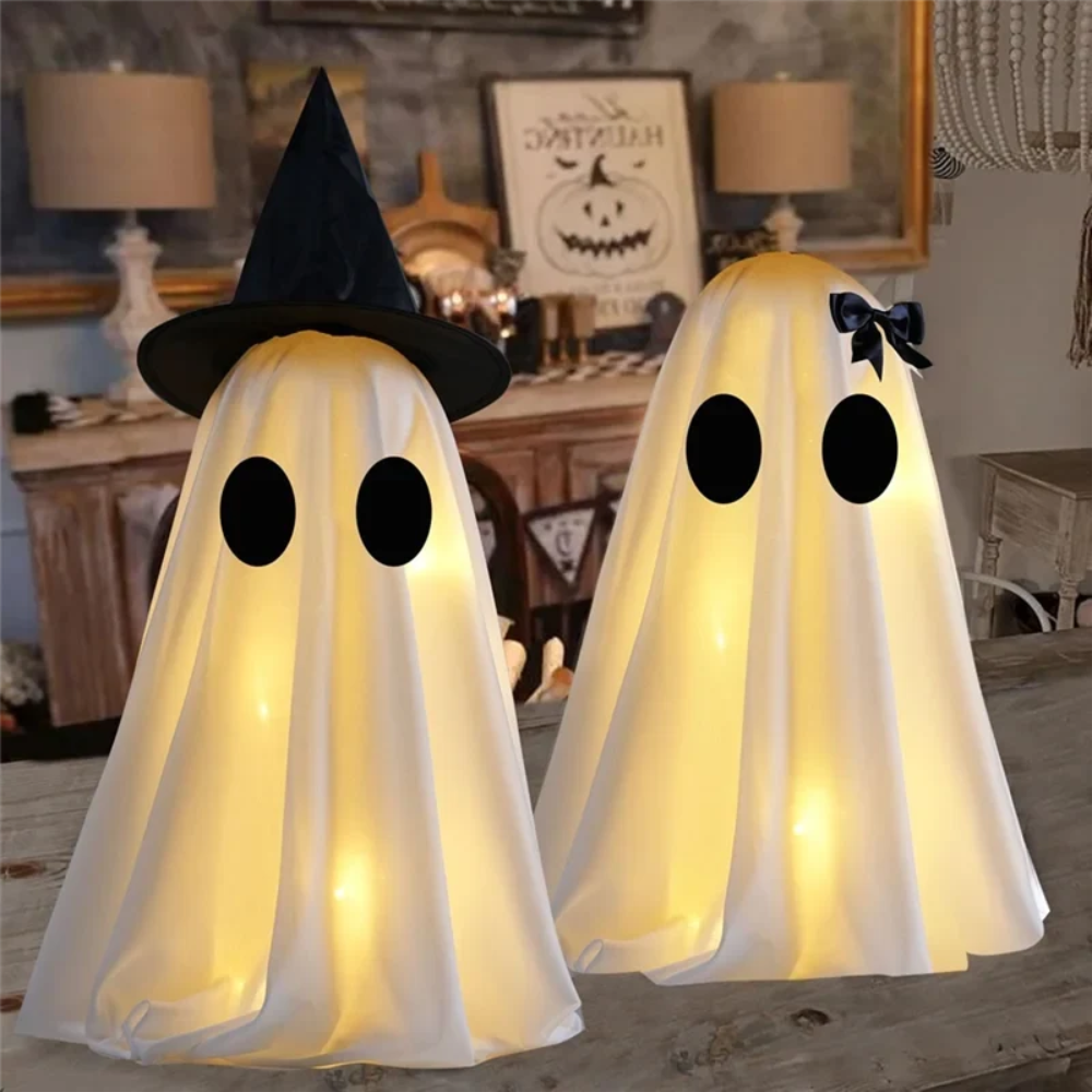 Halloween Warm White Lights Ghost Decor Set of Two Up Figures for Indoor Decoration Inflatable