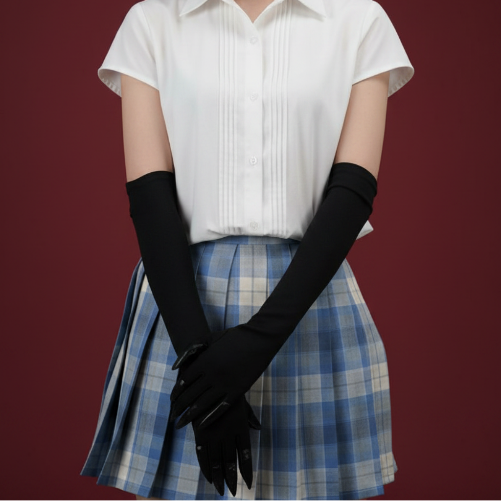 Halloween Witch Costume Claw Gloves Long Black Satin with Attached Talons Elbow Length