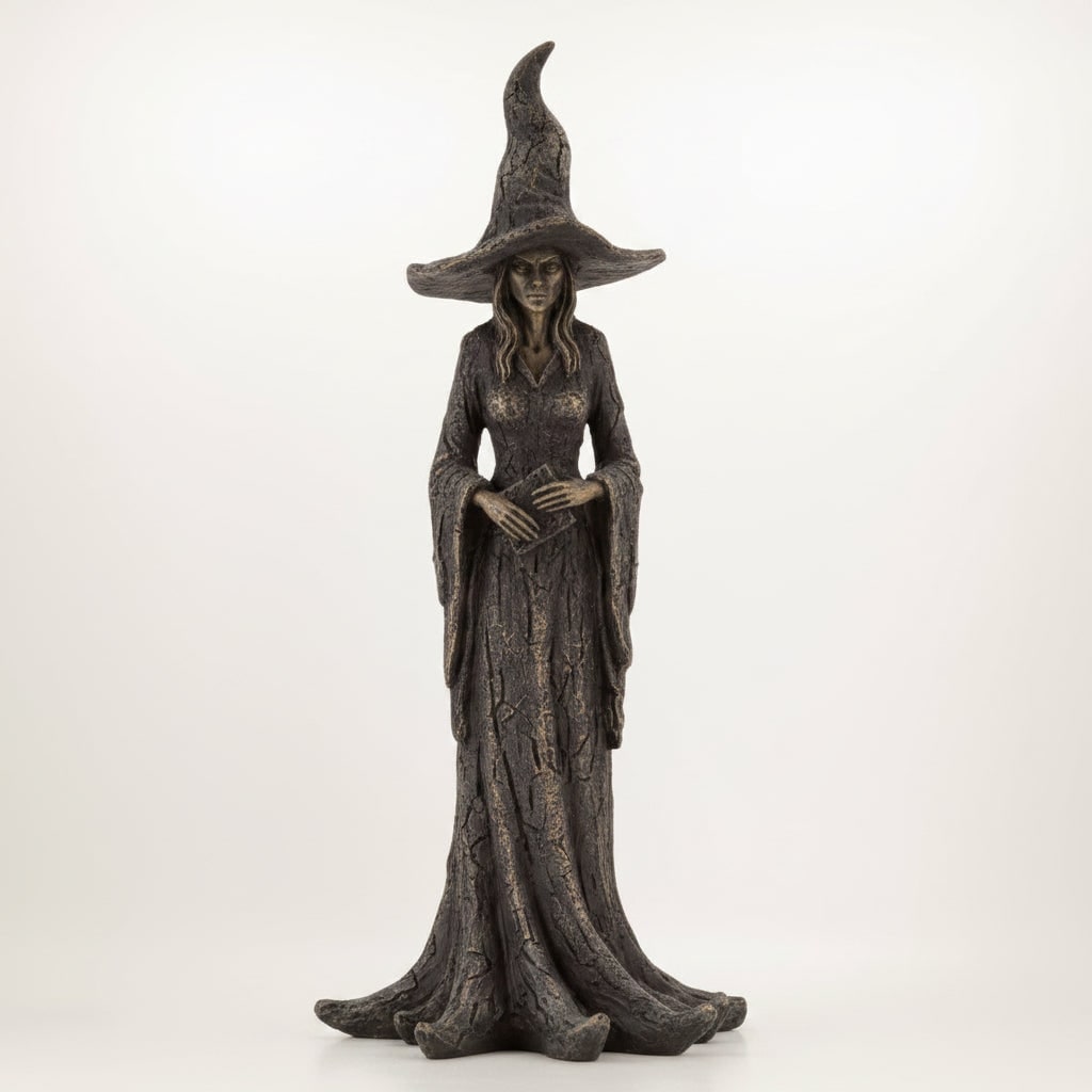 Halloween Witch Decoration Figurine with Pointed Hat and Tree Root Base Outdoor Decor