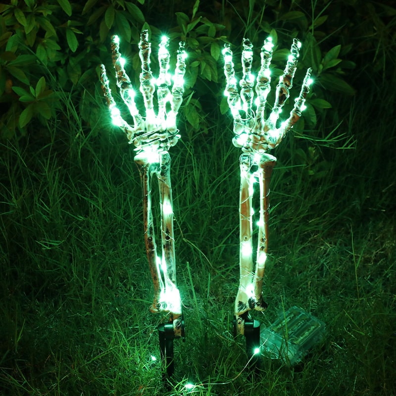 Halloween Yard Decorations Skeleton Sign with Stakes LED Light Up Outdoor Prop Plant Support