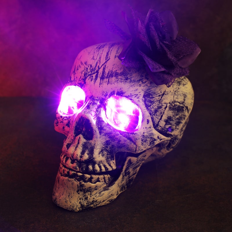 Halloween Yard Decorations Skeleton Sign with Stakes LED Light Up Outdoor Prop Plant Support