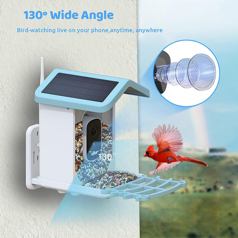 Smart AI Bird Feeder with HD Camera & Night Vision – Solar Powered, Real-Time App Alerts, Squirrel-Proof, 11000+ Species Recognition