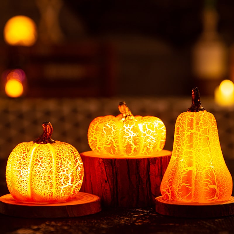 Jack O Lantern Pumpkin LED Lights with Battery Operated Mini Halloween Decorations