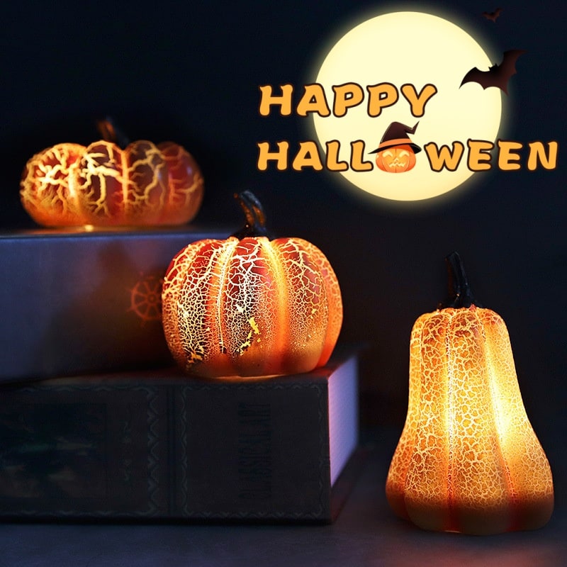 Jack O Lantern Pumpkin LED Lights with Battery Operated Mini Halloween Decorations