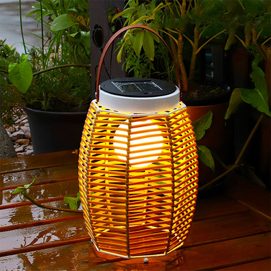 Outdoor Solar Rattan Portable Lantern