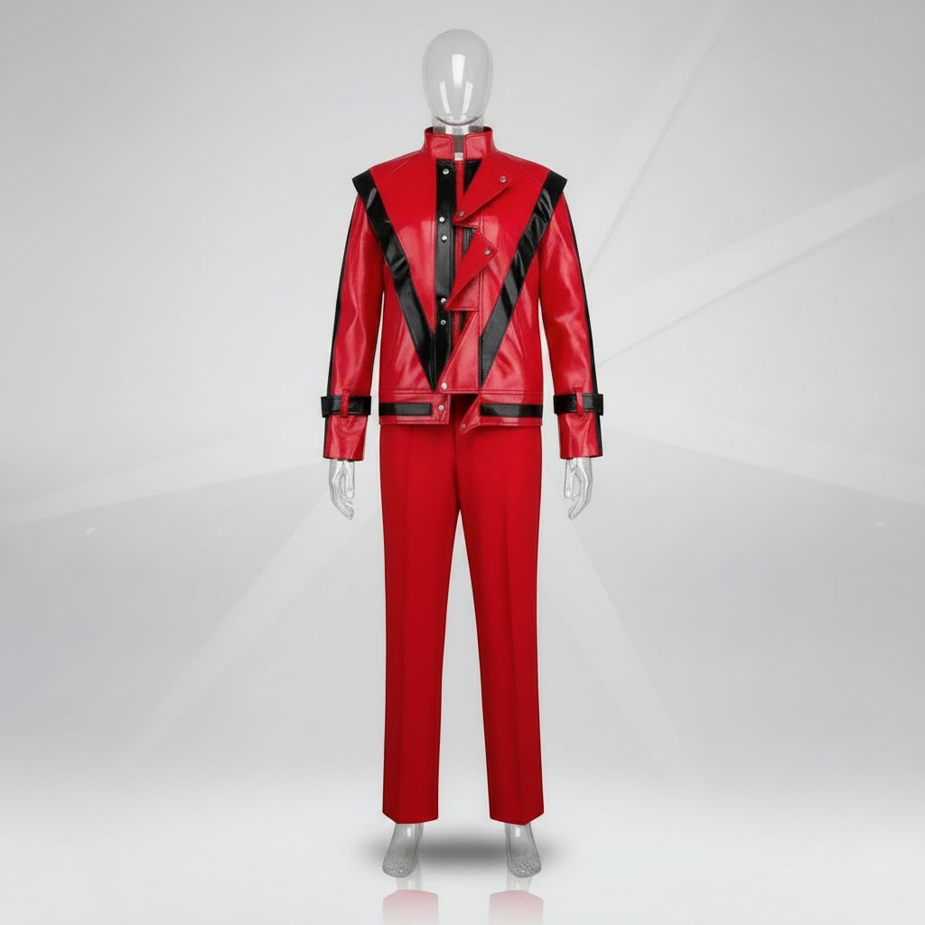 Kids' Halloween Thriller Cosplay Costume Faux Leather Jacket and Pants Two Piece Set for Party