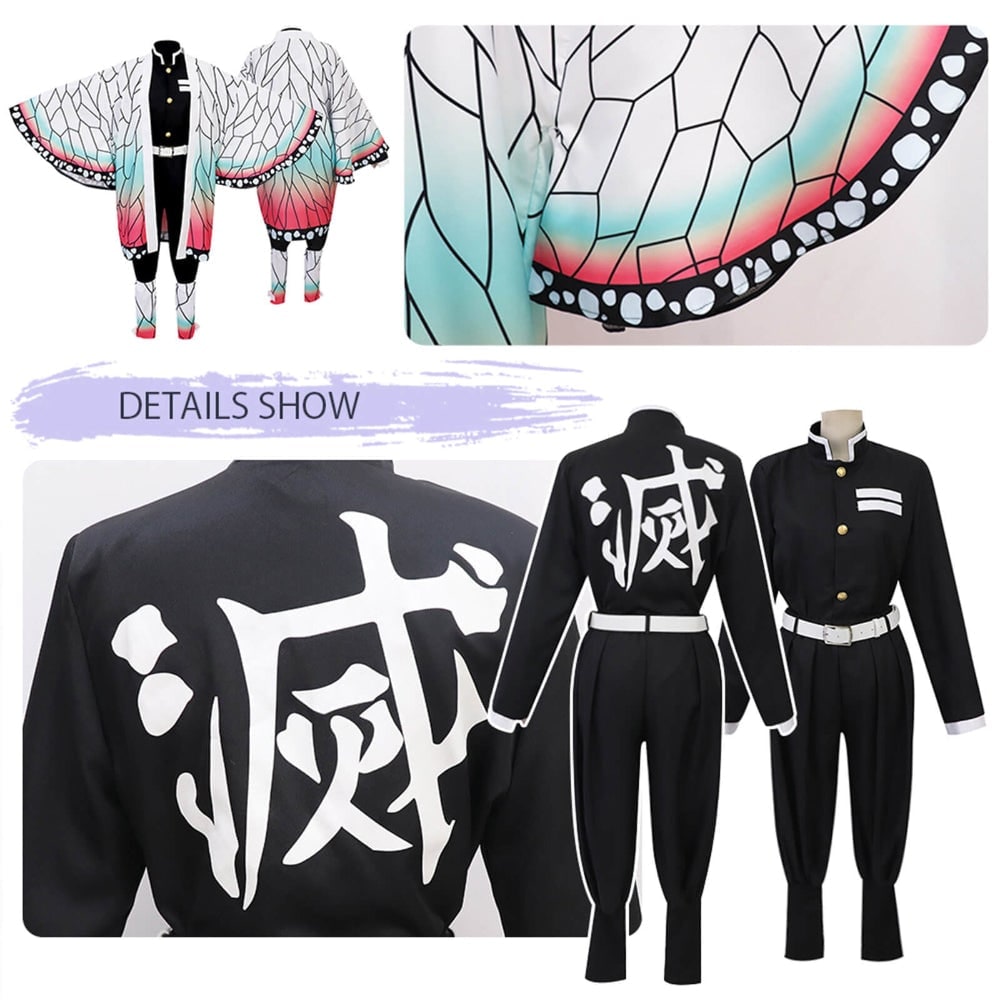 Kids' Halloween Anime Cosplay Costume and Outfit Set with Kimono Haori Jacket and Wide Leg Wraps