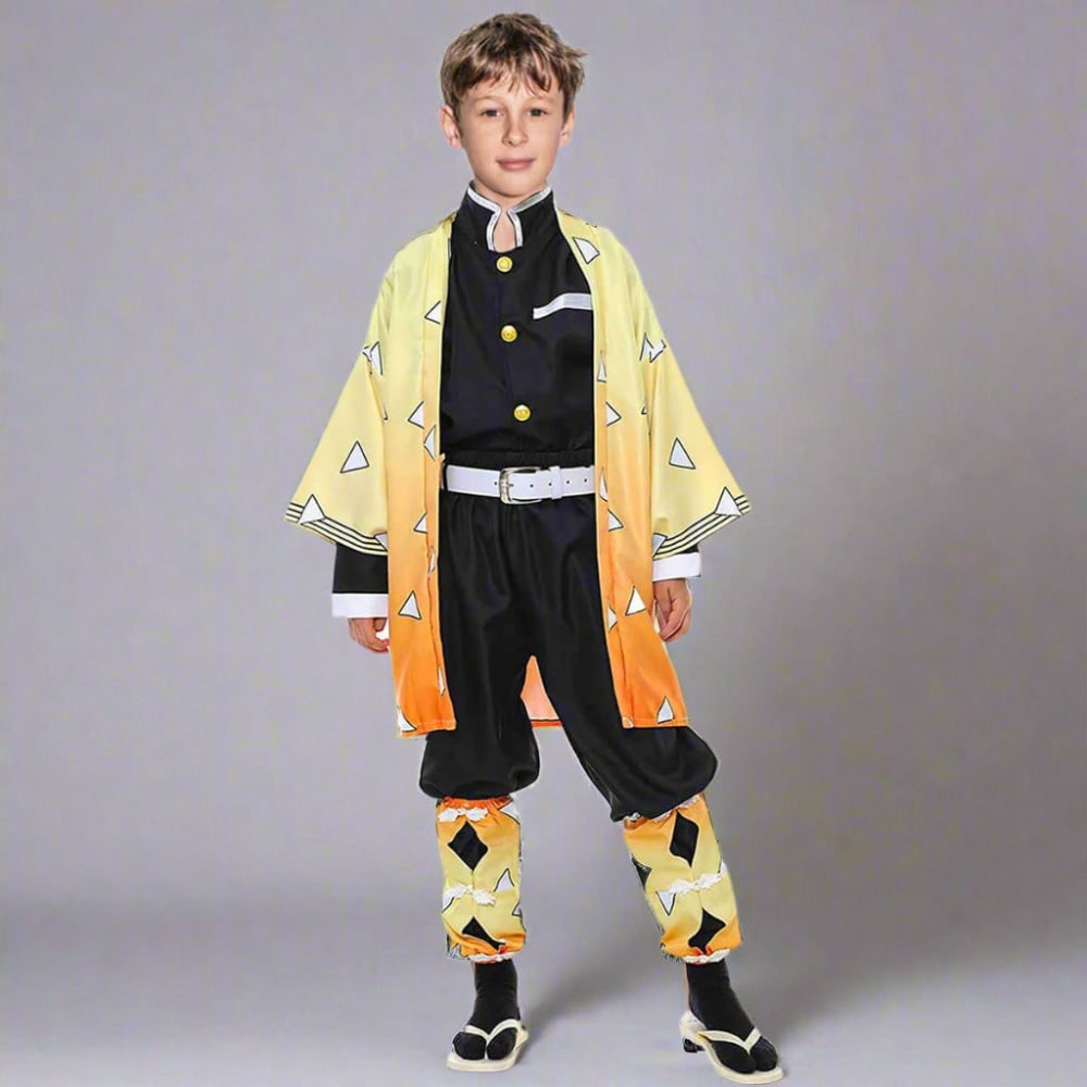 Kids' Halloween Anime Cosplay Costume and Outfit Set with Kimono Haori Jacket and Wide Leg Wraps