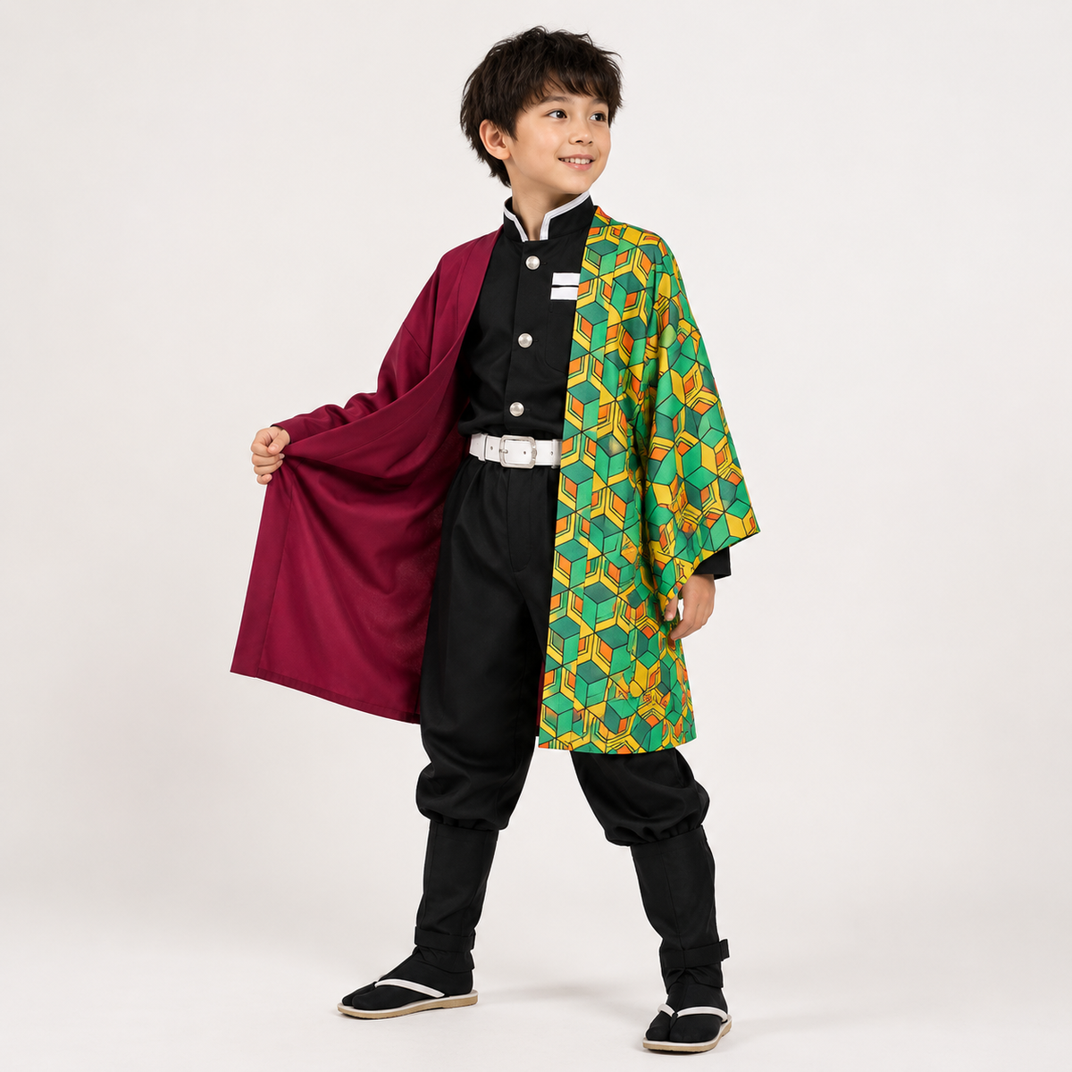 Kids' Halloween Anime Cosplay Costume with Haori Jacket and Character for Party