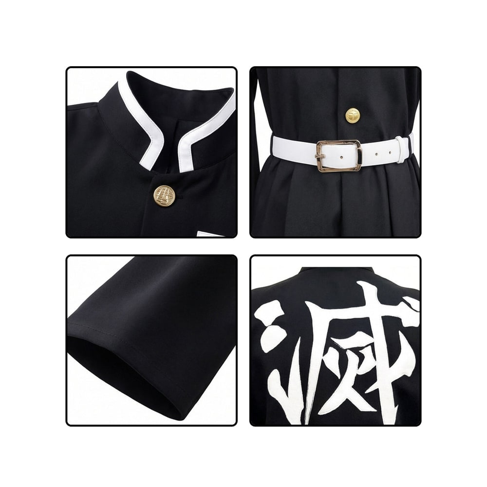 Kids' Halloween Anime Cosplay Costume with High Collar Jacket Wide-Leg Pants and Gold Buttons