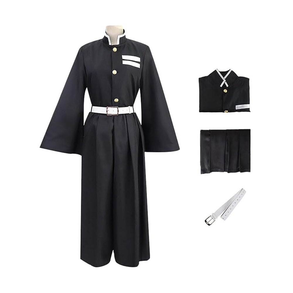 Kids' Halloween Anime Cosplay Costume with High Collar Jacket Wide-Leg Pants and Gold Buttons