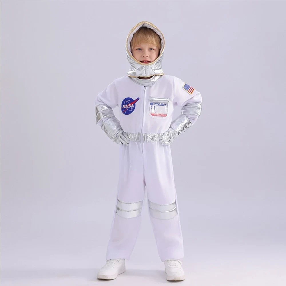 Kids' Halloween Astronaut Costume Suit Patches Full Jumpsuit for Space Explorer Party