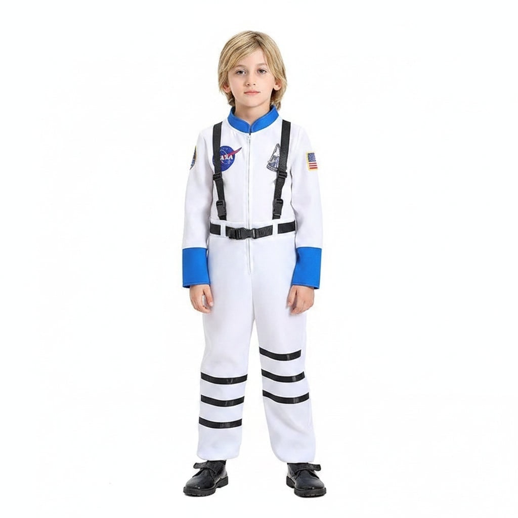 Kids' Halloween Astronaut Suit Costume for Space Patches and Jumpsuit Design Female