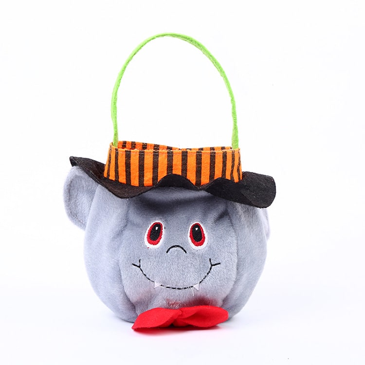 Kids' Halloween Candy Bag and Trick or Treat with Plush Velour Character Design and Felt Handle