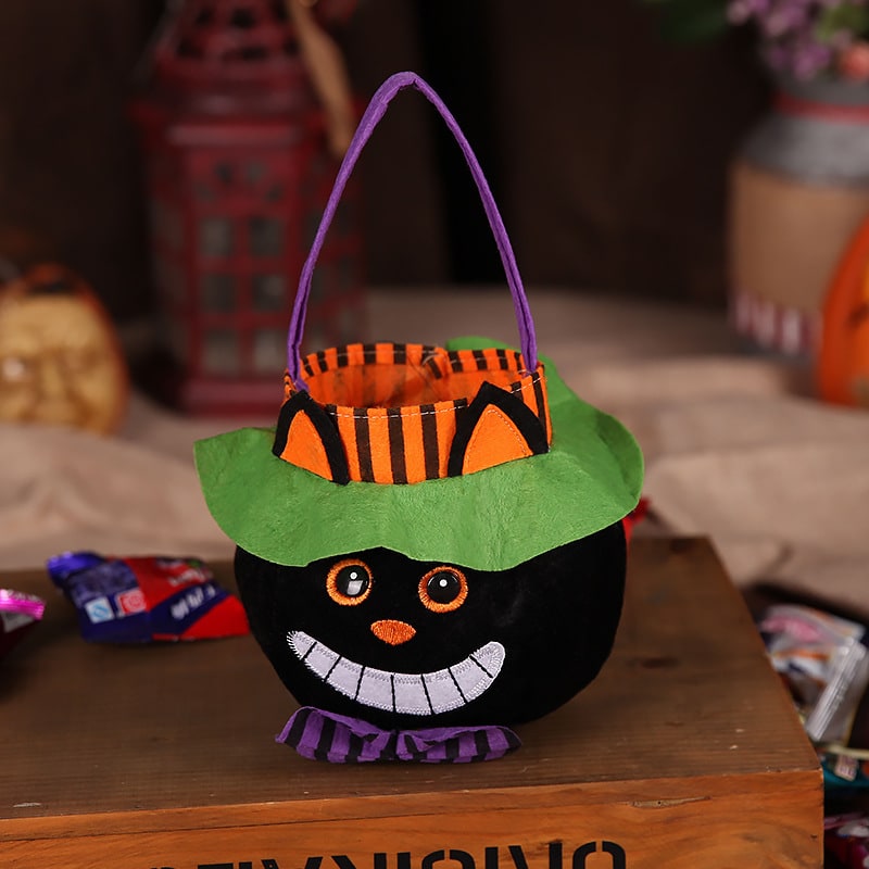 Kids' Halloween Candy Bag and Trick or Treat with Plush Velour Character Design and Felt Handle