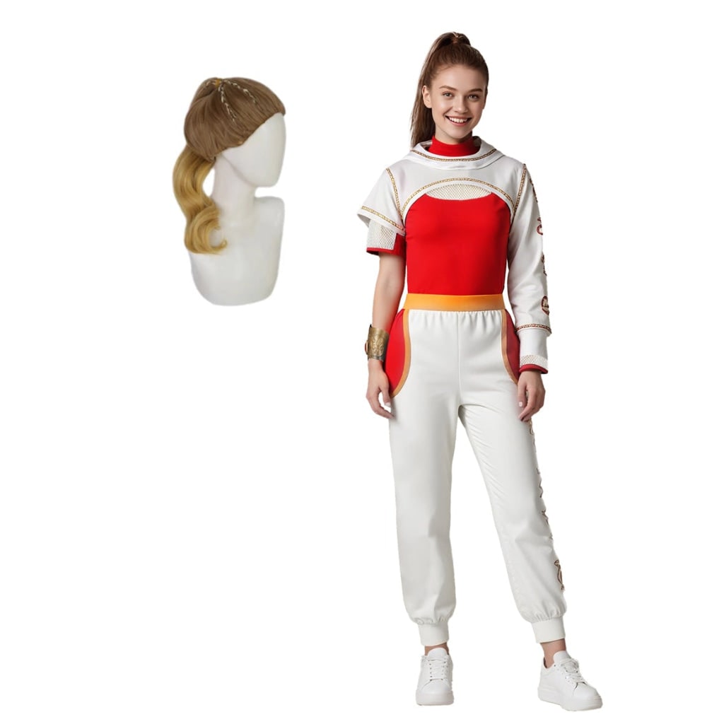 Kids' Halloween Cosplay Costume Jumpsuit with Asymmetrical Sleeves Gold Wrist Cuff Blonde