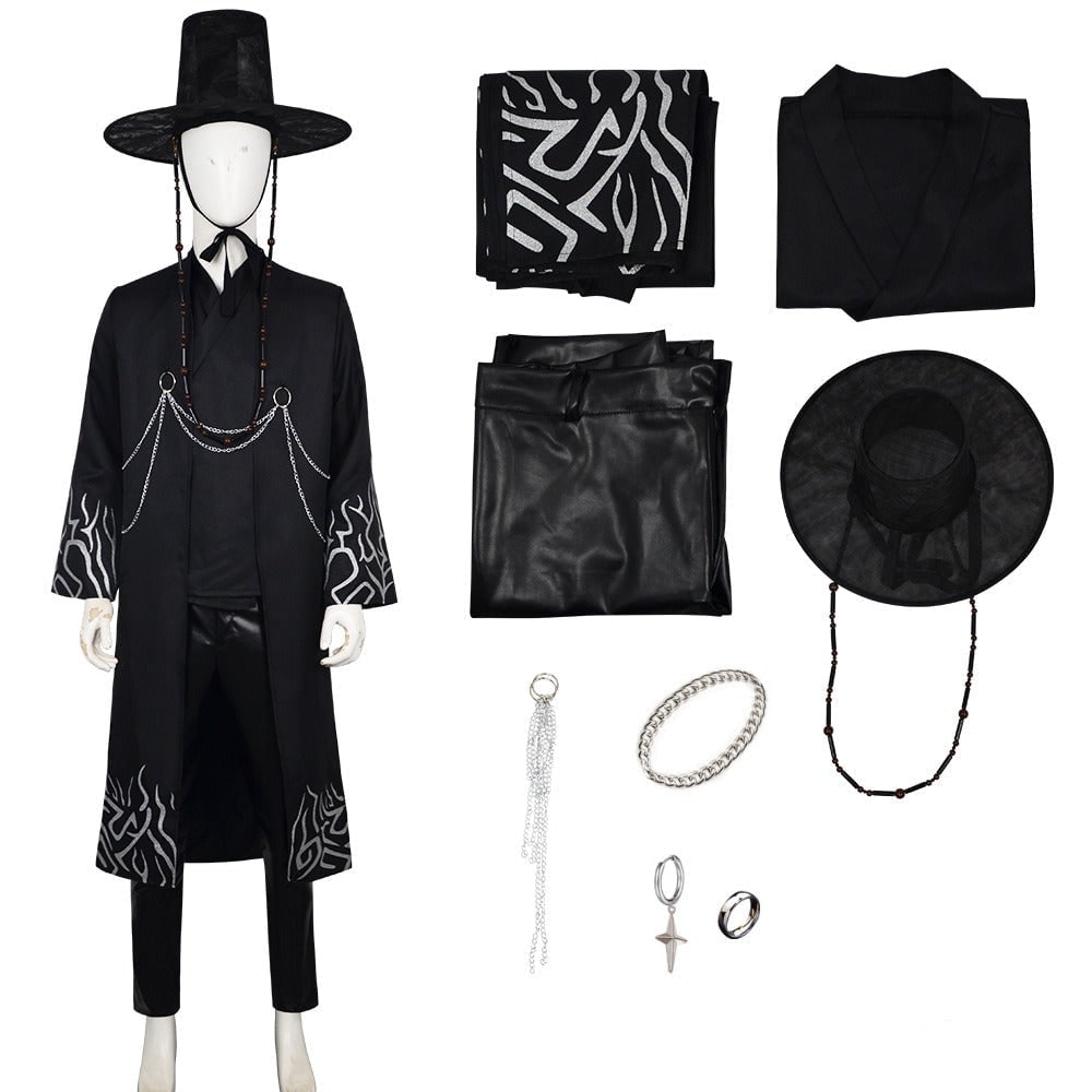 Kids' Halloween Cosplay Costume Korean Traditional Hanbok with Hat Accessories and Silver Chain Details