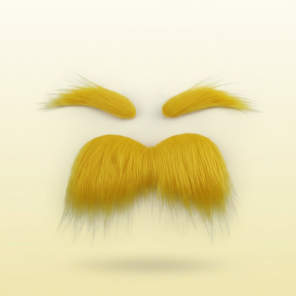 Kids' Halloween Costume Mustache and Fake Beard with Self Adhesive Eyebrows Set Bushy Yellow