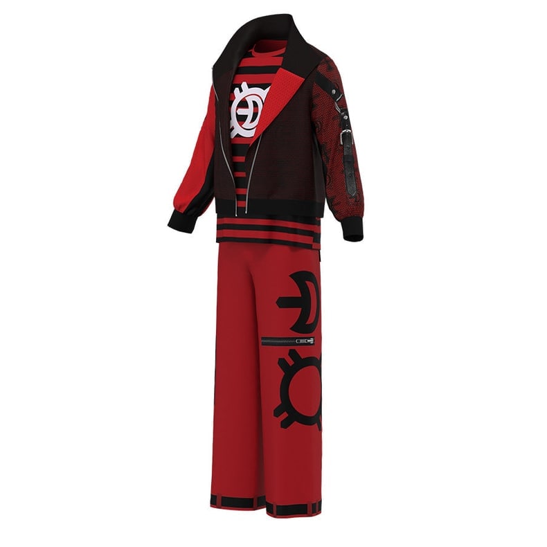 Kids' Halloween Costume Vampire Cosplay Set with High Collar Jacket and Striped Tee