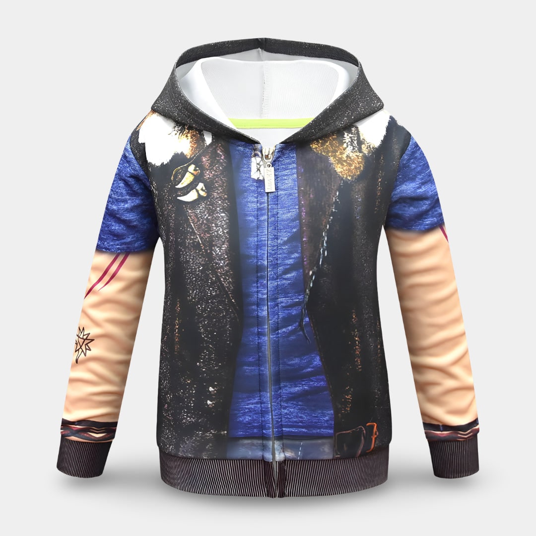 Kids' Halloween Costume Witch Character and Zip-Up with Printed Design Funny