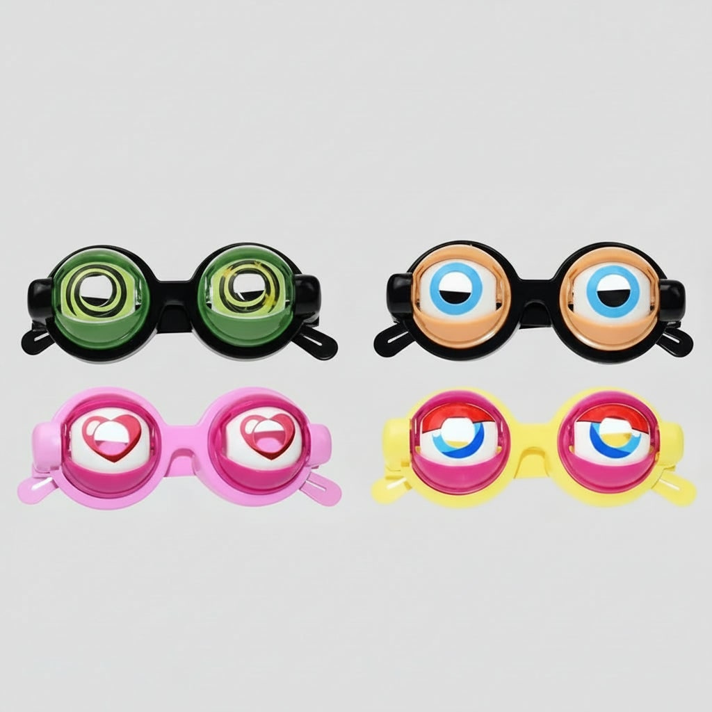 Kids' Halloween Crazy Eyes Glasses Novelty Prank Toy with Moving Eyelids for Party Fun