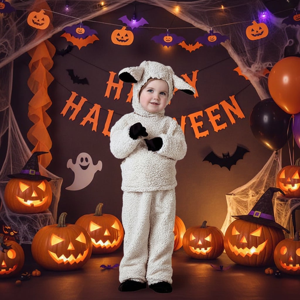 Kids' Halloween Dinosaur Pirate Vampire Animal Costume with Plush Fleece Hood Mittens and Shoe Covers
