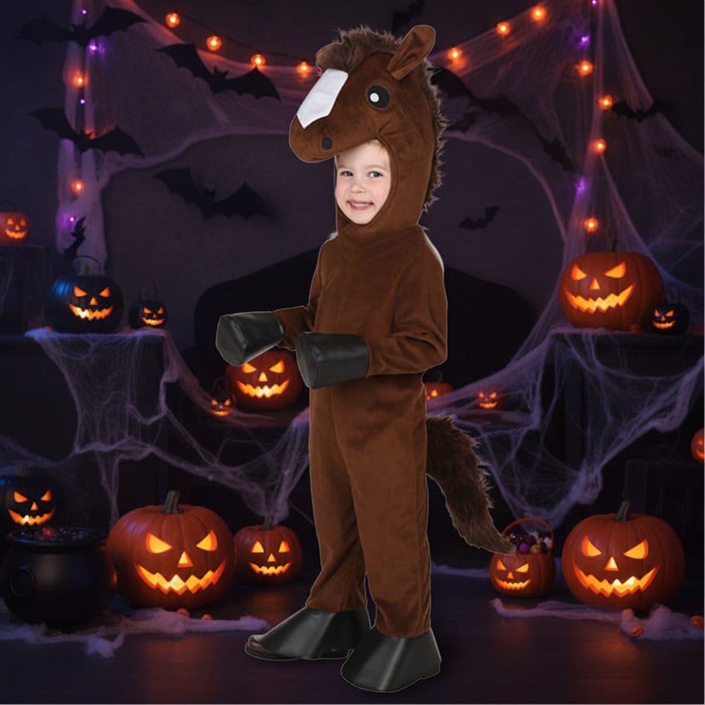 Kids' Halloween Dinosaur Pirate Vampire Animal Costume with Plush Fleece Hood Mittens and Shoe Covers