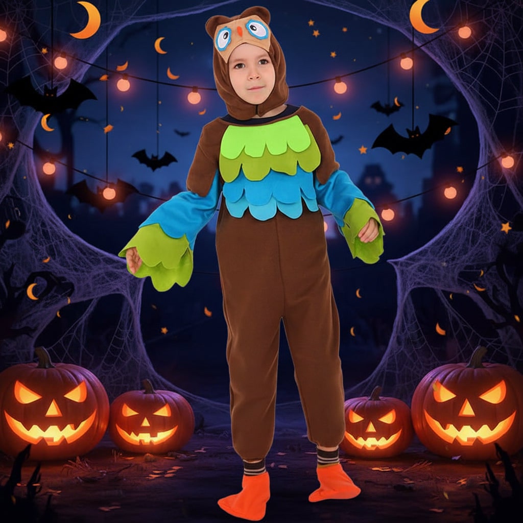 Kids' Halloween Dinosaur Pirate Vampire Animal Costume with Plush Fleece Hood Mittens and Shoe Covers