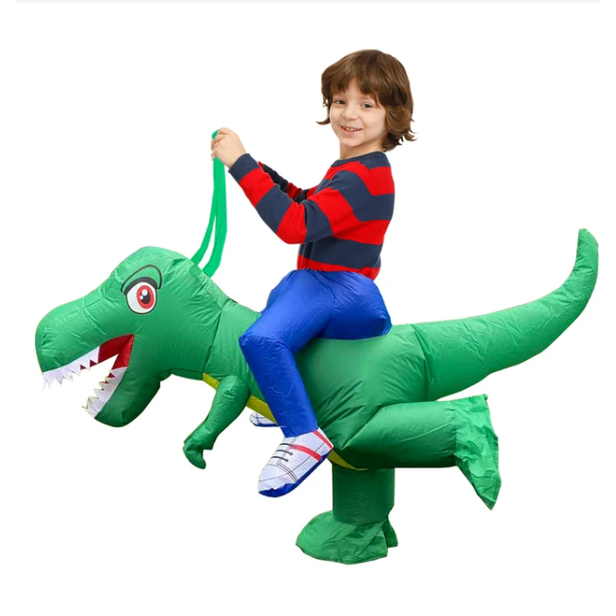 Kids' Halloween Inflatable Dinosaur Costume Outfit Suit with Built-In Fan and Ride-On Design
